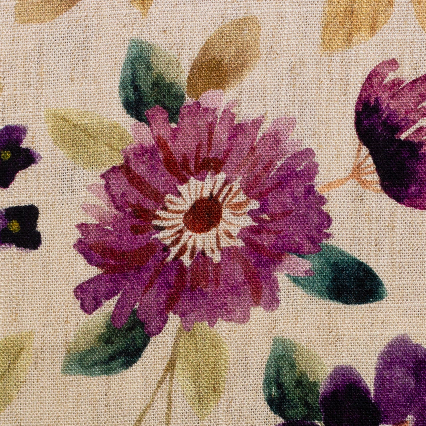 Linen with Viscose - Autumn Floral Watercolor