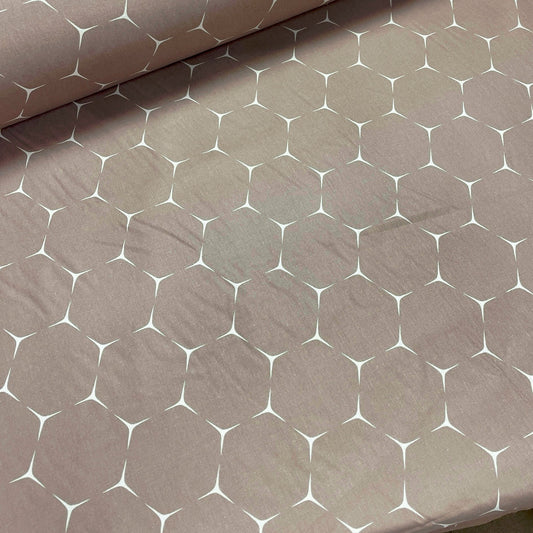 100% Kokvilnas audums - brūns abstrakts raksts 220cm 146 g/m²