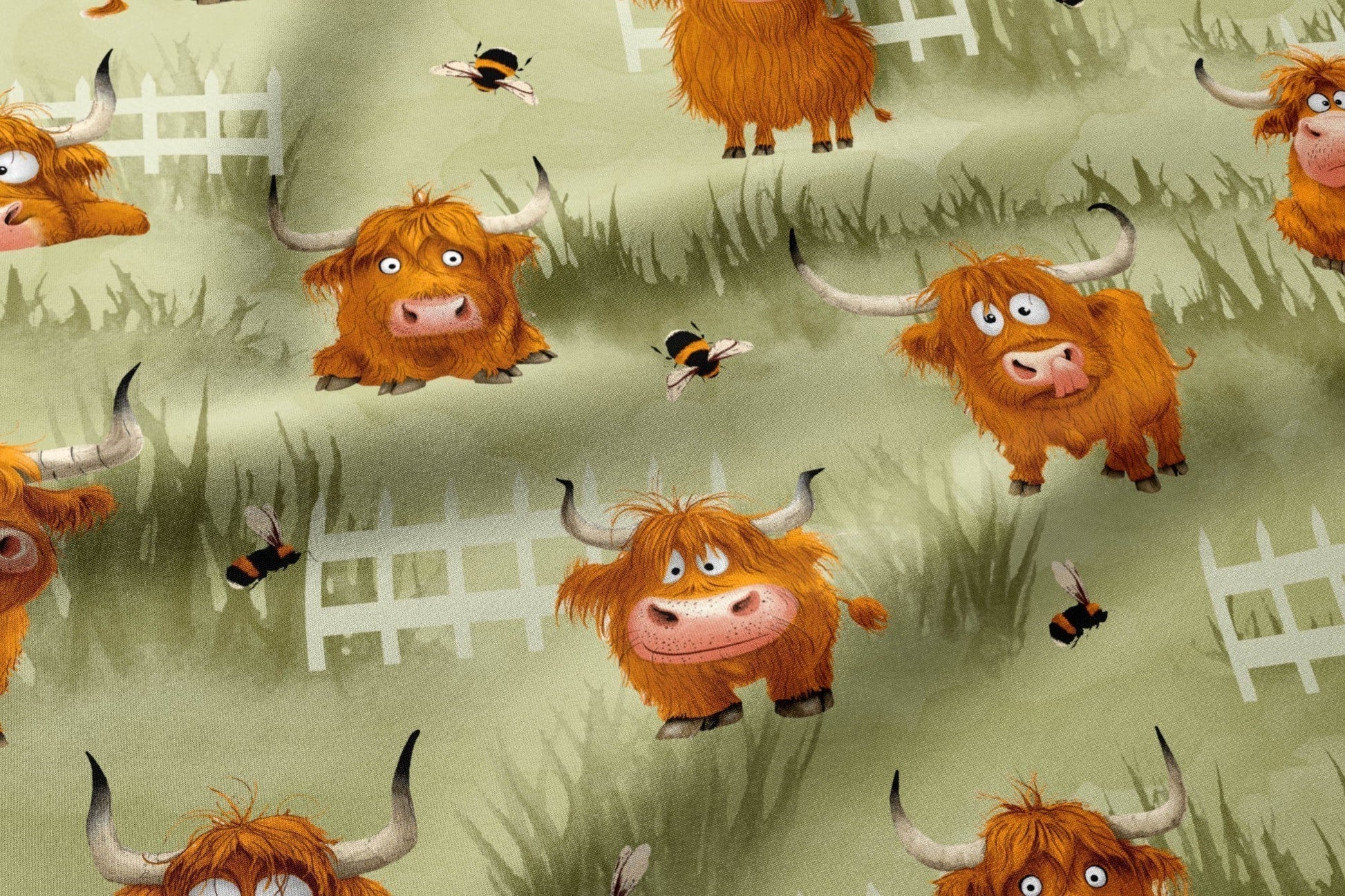 100% Kokvilnas audums - jautrie bullīši 125 g/m²