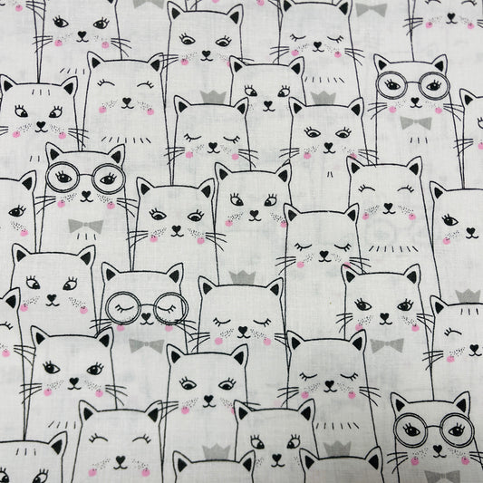 100% Kokvilnas audums - kaķi 125 g/m²