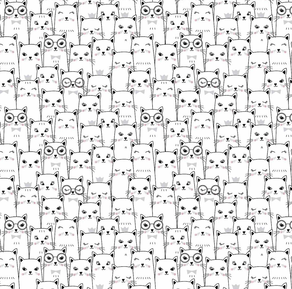 100% Kokvilnas audums - kaķi 125 g/m²