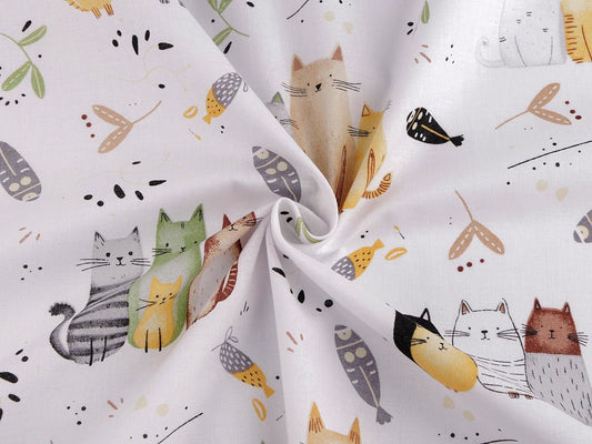 100% Kokvilnas audums - kaķu serenāde 125 g/m²