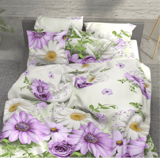 100% Kokvilnas audums - margrietiņas un rozes 220cm 146 g/m²