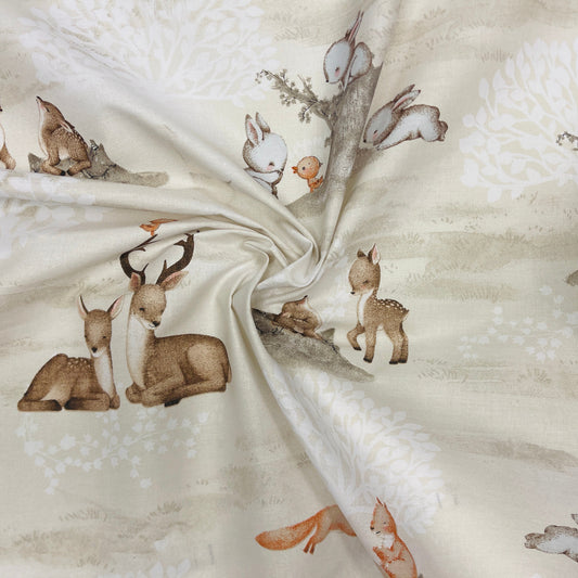 100% Kokvilnas audums - zvÄri pie celma 125 g/m²