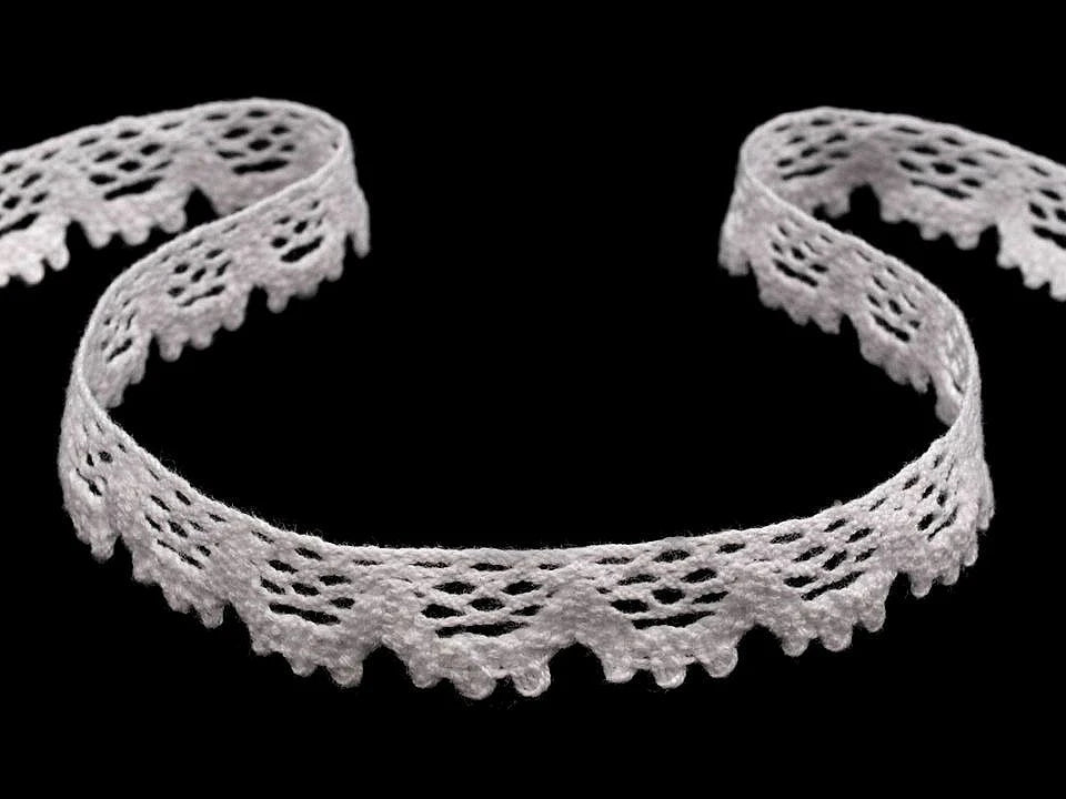 100% Kokvilnas mežģīne - 1,4 cm balta