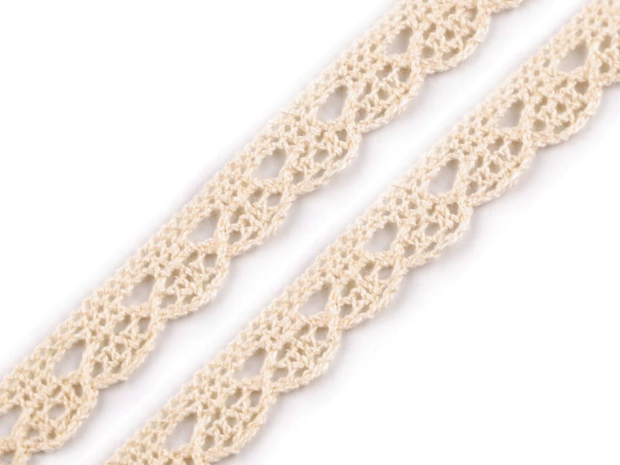 Attēls ar 100% Kokvilnas mežģīne 1,4 cm - dabīga – pieejams Šarlotes audumi