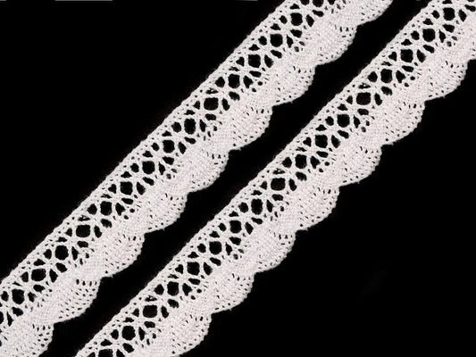 100% Kokvilnas mežģīne - 2,2 cm balta