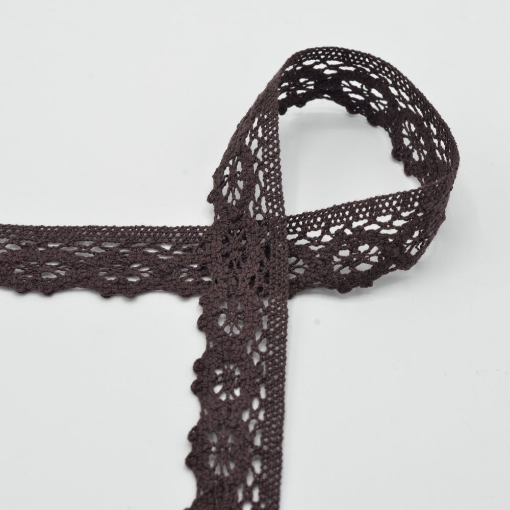 100% Kokvilnas mežģīne 3 cm - brūna