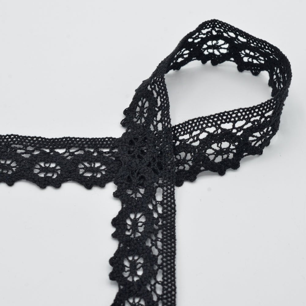 100% Kokvilnas mežģīne 3 cm - melna