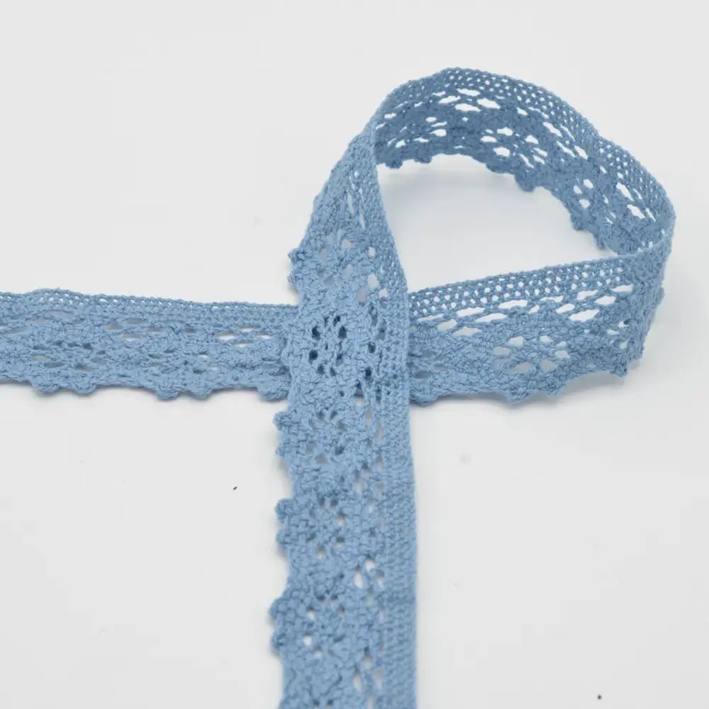 100% Kokvilnas mežģīne - 3 cm zila