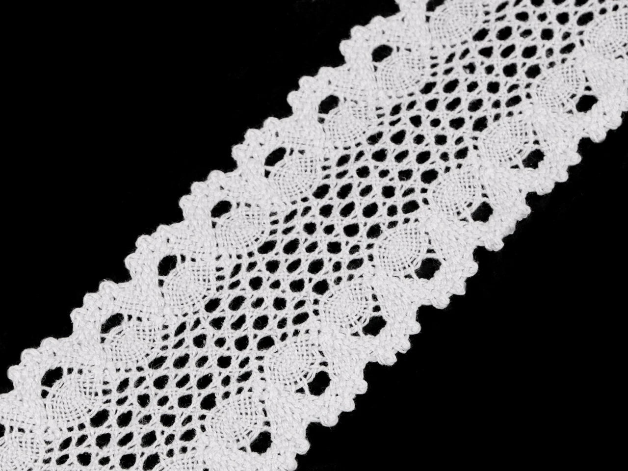 100% Kokvilnas mežģīne - 6 cm balta