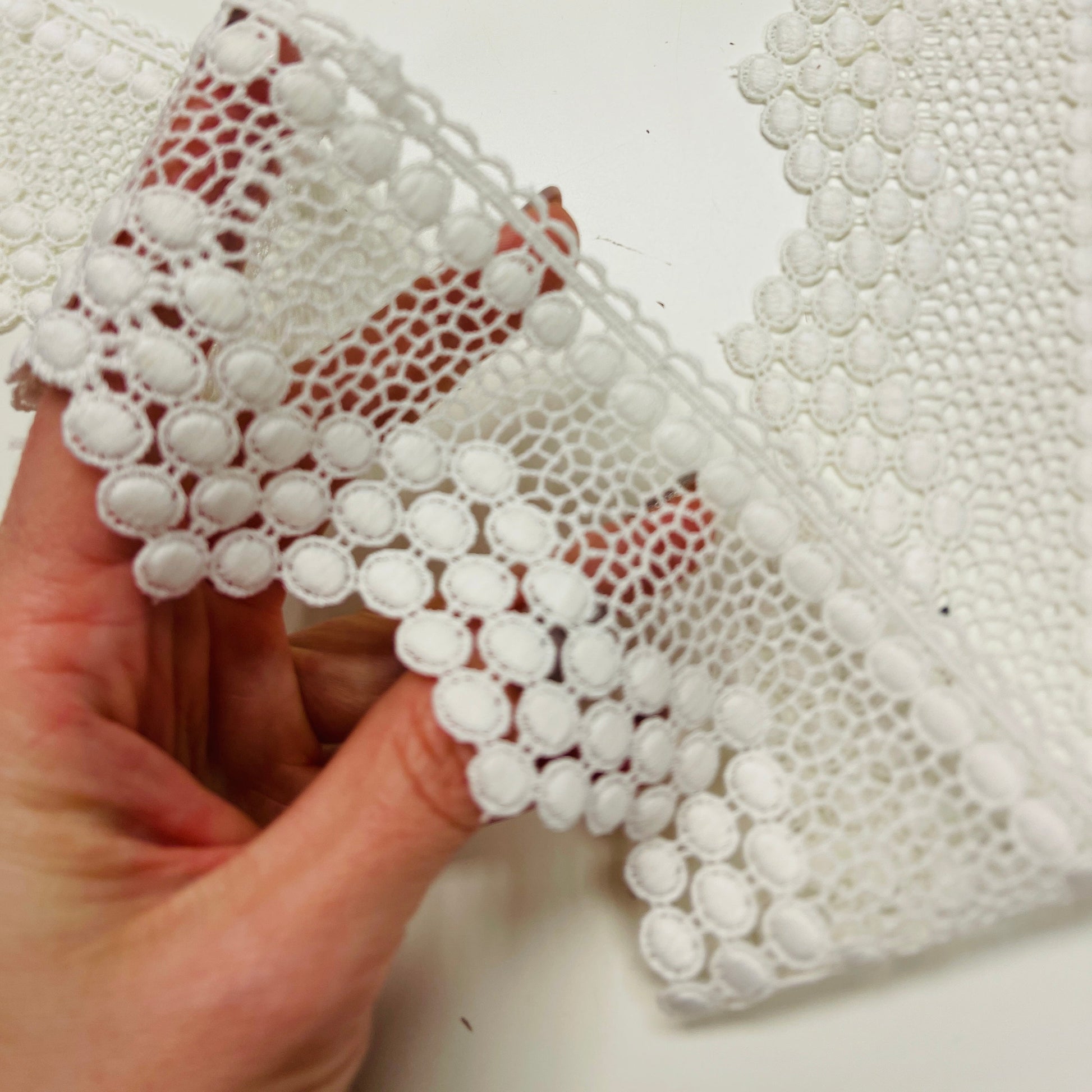 100% Kokvilnas mežģīne - 7 cm balta