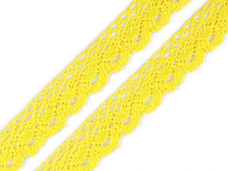 Attēls ar 100% Kokvilnas mežģīne|2,8 cm| dzeltena – pieejams Šarlotes audumi