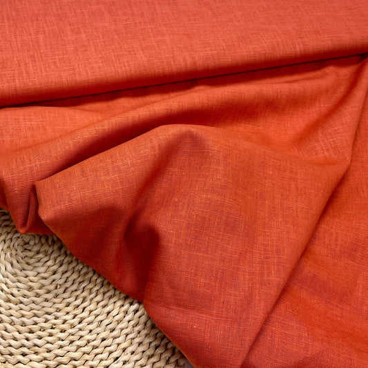 100% Lina audums - ķieģeļsarkans 230 g/m²