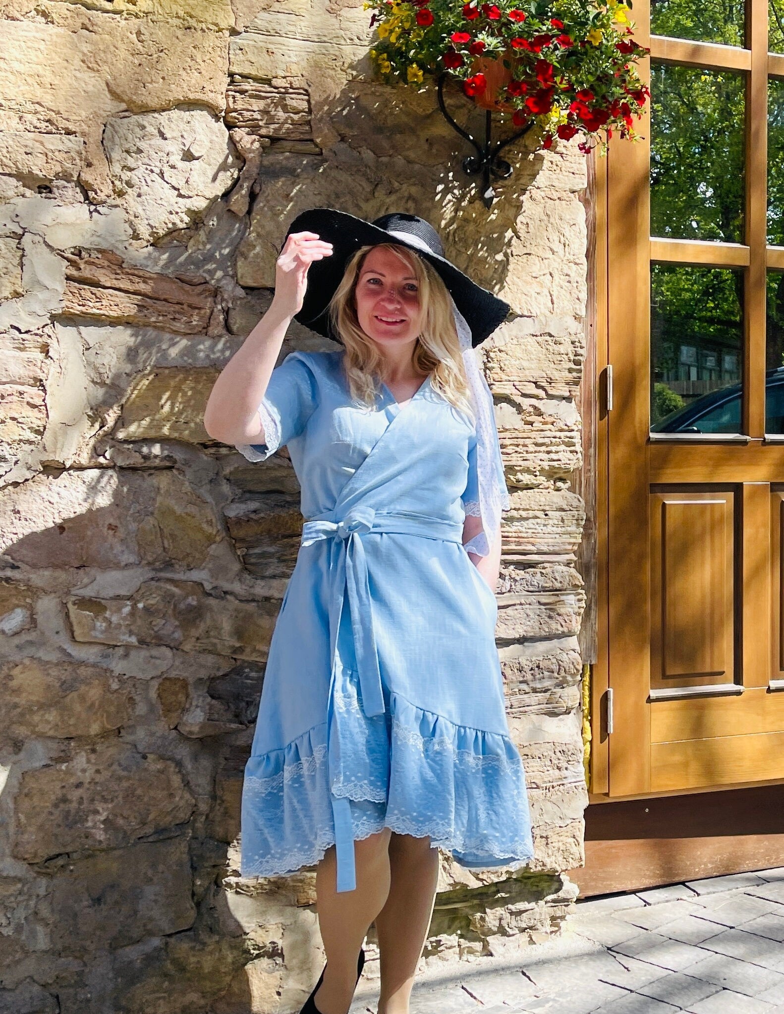 100% Lina audums–gaiši zils| 230 g/m² | Enzyme washed