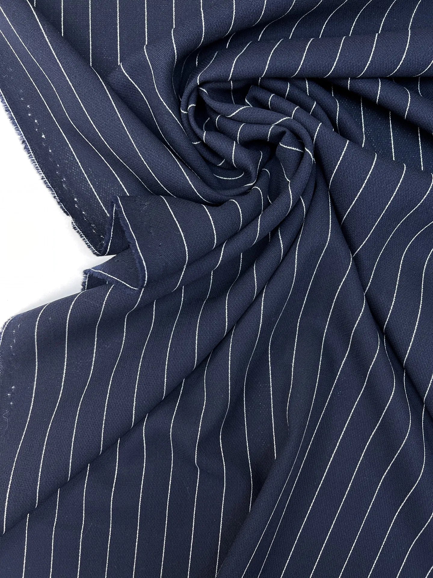 100% Vilnas audums - tumši zils ar baltām svītrām 230 g/m²