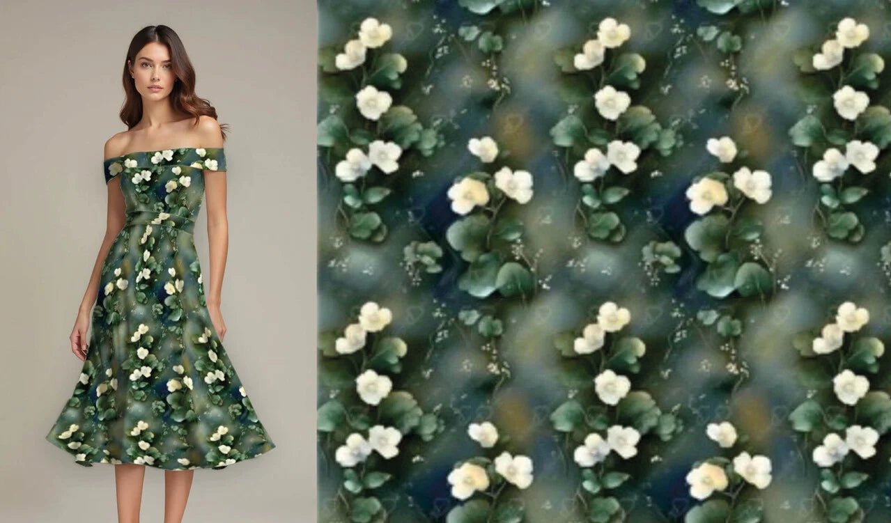 100% Viskozes audums - dzelteni un rozā ziedi 95 g/m²