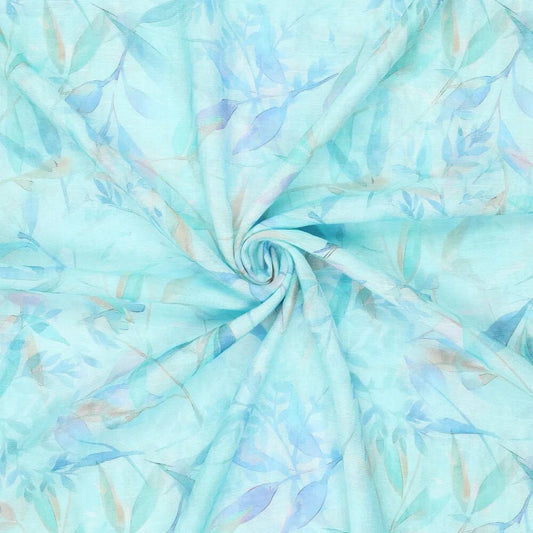 100% Viskozes audums - tirkīzzils raksts 65 g/m²