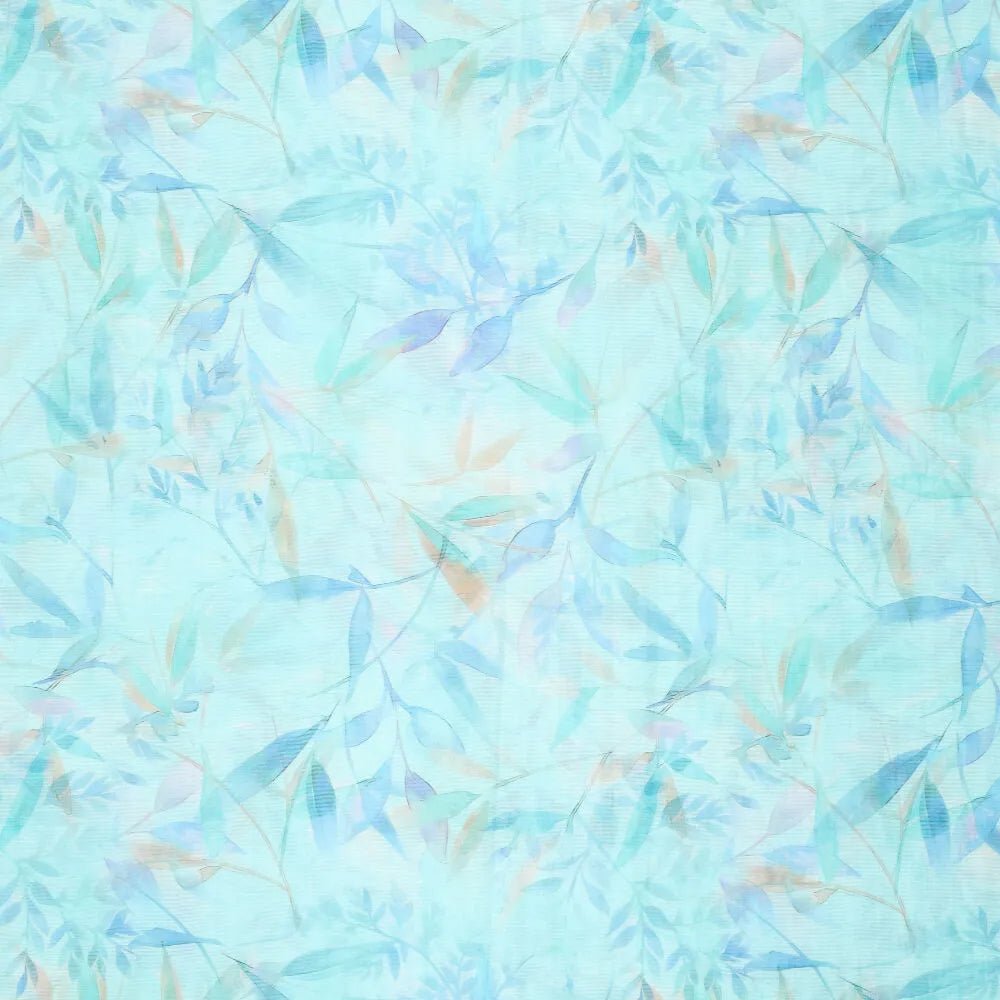 100% Viskozes audums - tirkīzzils raksts 65 g/m²