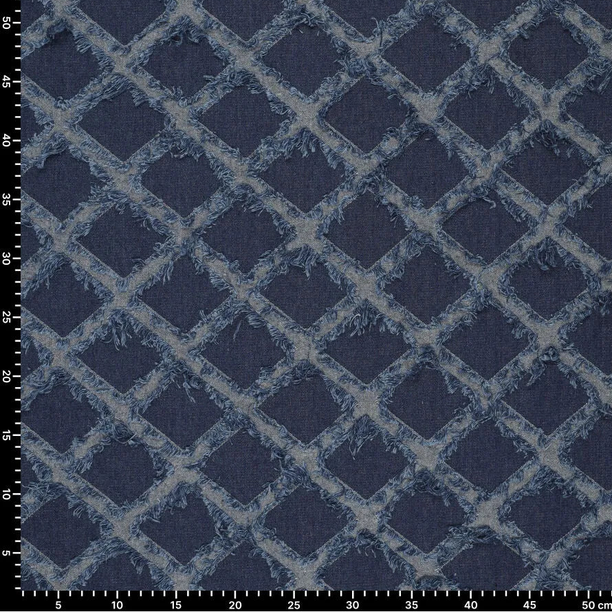 Džinsinis audinys su elastanu - dekoratyvinės kutos 360 g/m²