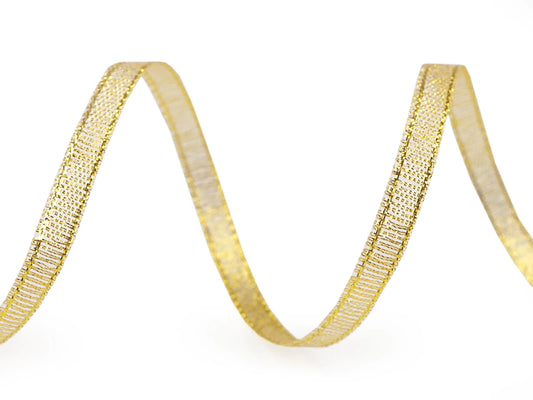 Brokatinė juostelė su lureksu | 6 mm 22,5 m | auksinė arba sidabrinė