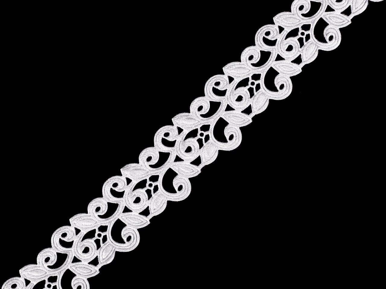 Satīna mežģīņu lente (laser-cut) | 22 mm balta