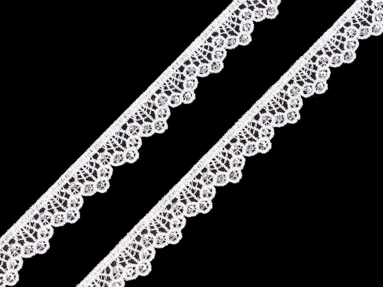 Mežģīne ar spīdumiem 1,4 cm-balta