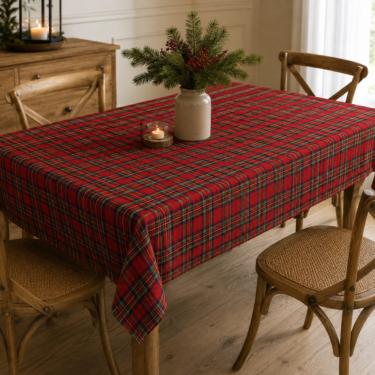 100% Cotton Fabric - Christmas Red Plaid