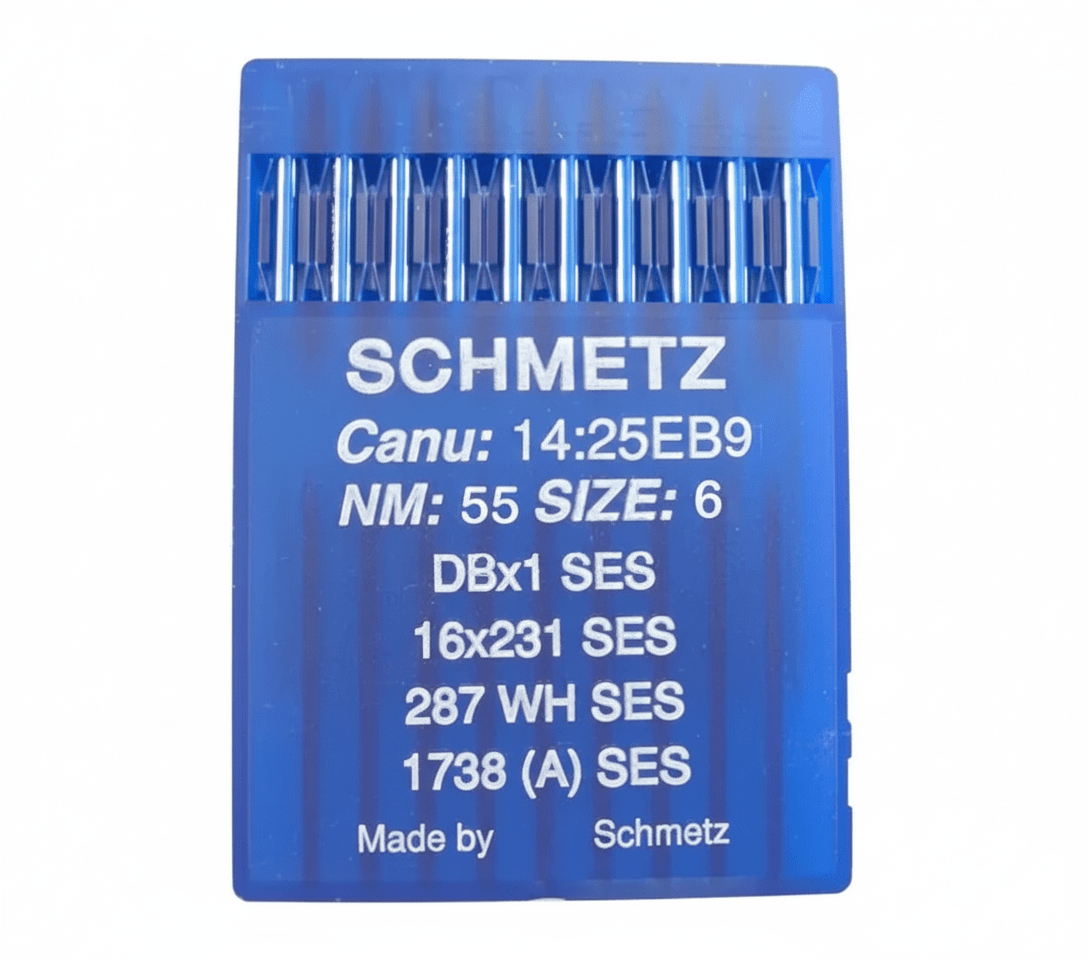 Attēls ar Adatas rūpnieciskajām šujmašīnām SCHMETZ DBx1 SES – trikotāžai un sporta apģērbam (10gab.) – pieejams Šarlotes audumi