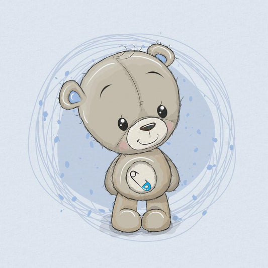 Attēls ar Cilpiņtrikotāžas panelis 40x50 cm - lācītis uz zila 250 g/m² – pieejams Šarlotes audumi