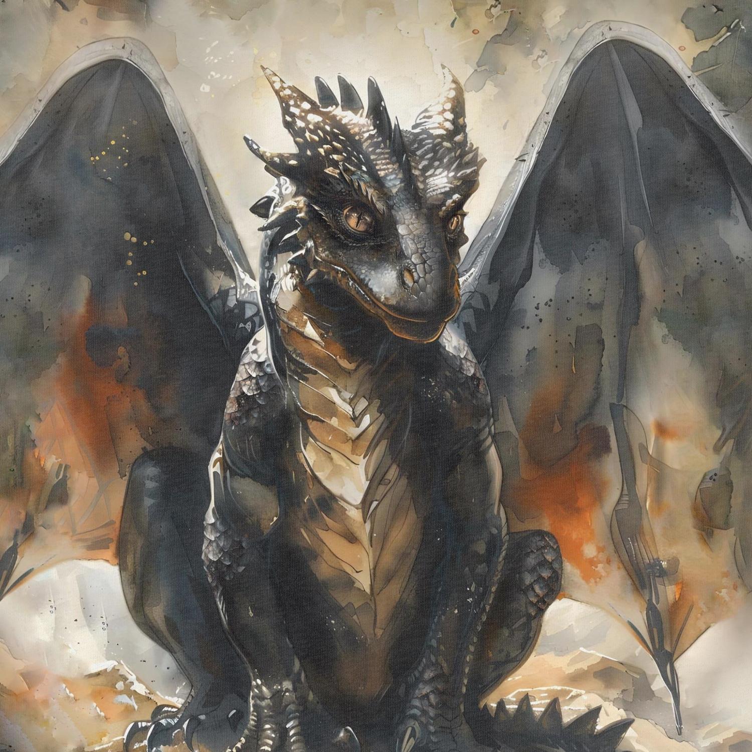 Attēls ar Cilpiņtrikotāžas panelis 40x50 cm - pūķis 250 g/m² – pieejams Šarlotes audumi