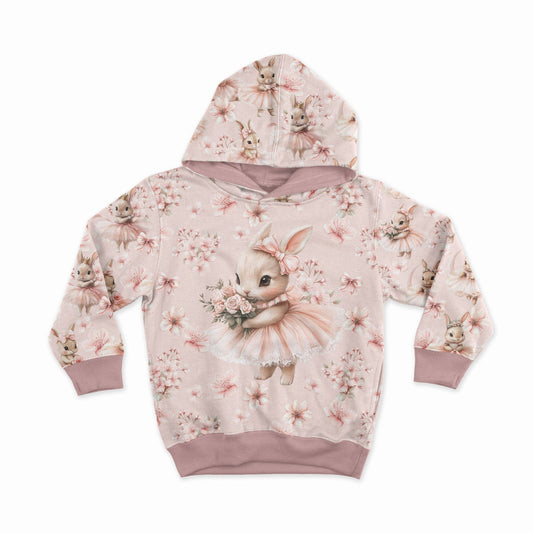 Image avec panneau en tricot à boucles - petite ballerine lapin dans les fleurs 250 g/m² | Design - 15 – disponible chez Šarlotes audumi