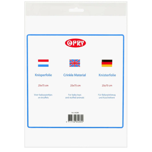 Crinkle materiāls Opry 25x75 cm| Skaņu radoša plēve rotaļlietām un grāmatām