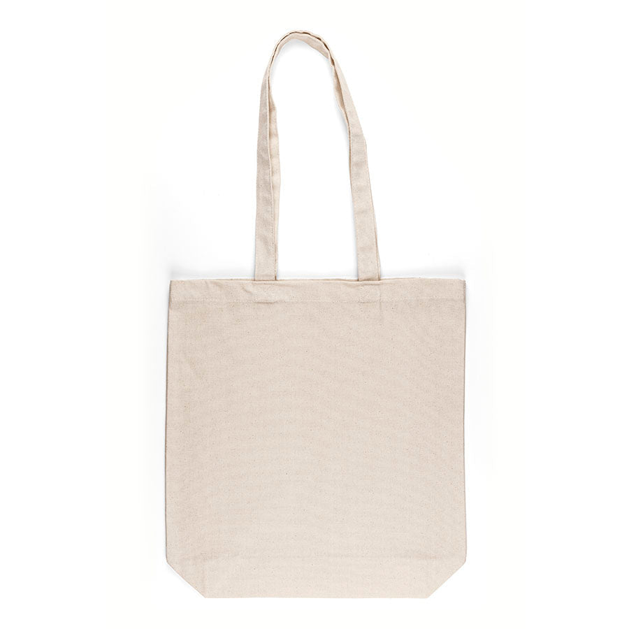 Attēls ar Dabīgas kokvilnas auduma maisiņš ar garajiem rokturiem 38 x 42 + 10 cm 220 g/m² – pieejams Šarlotes audumi