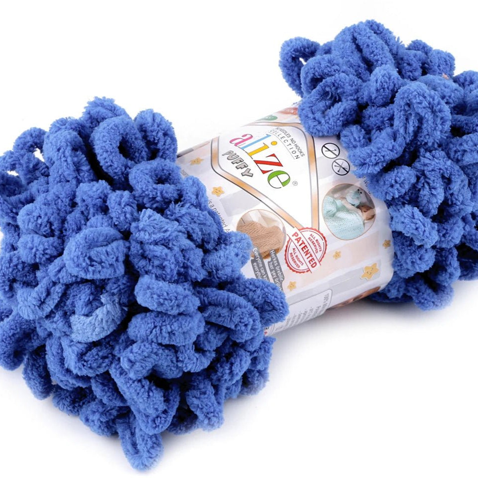 Dzija Yarn Alize Puffy - rudzupuķu zila 9 m 100g #141