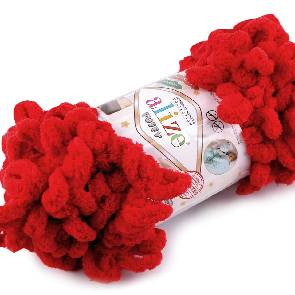 Dzija Yarn Alize Puffy - sarkana 9 m 100g #56