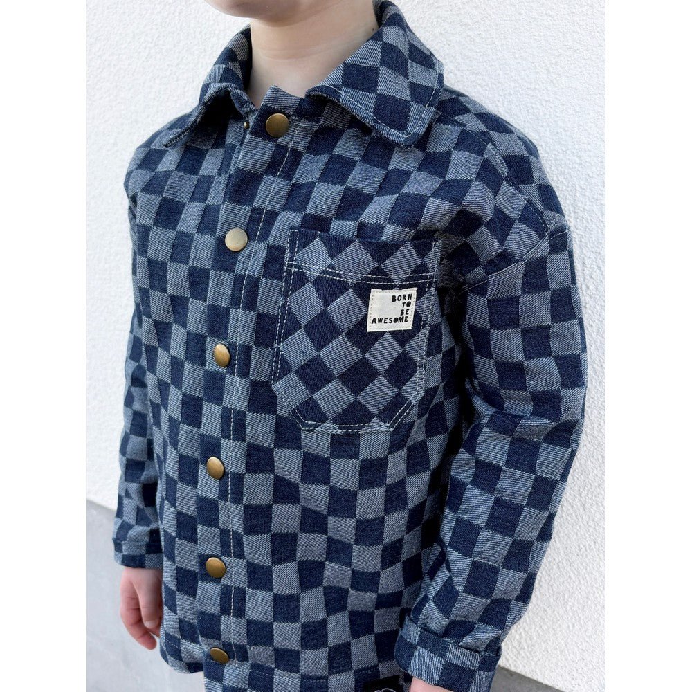 Džinsu audums - rūtis 330 g/m²