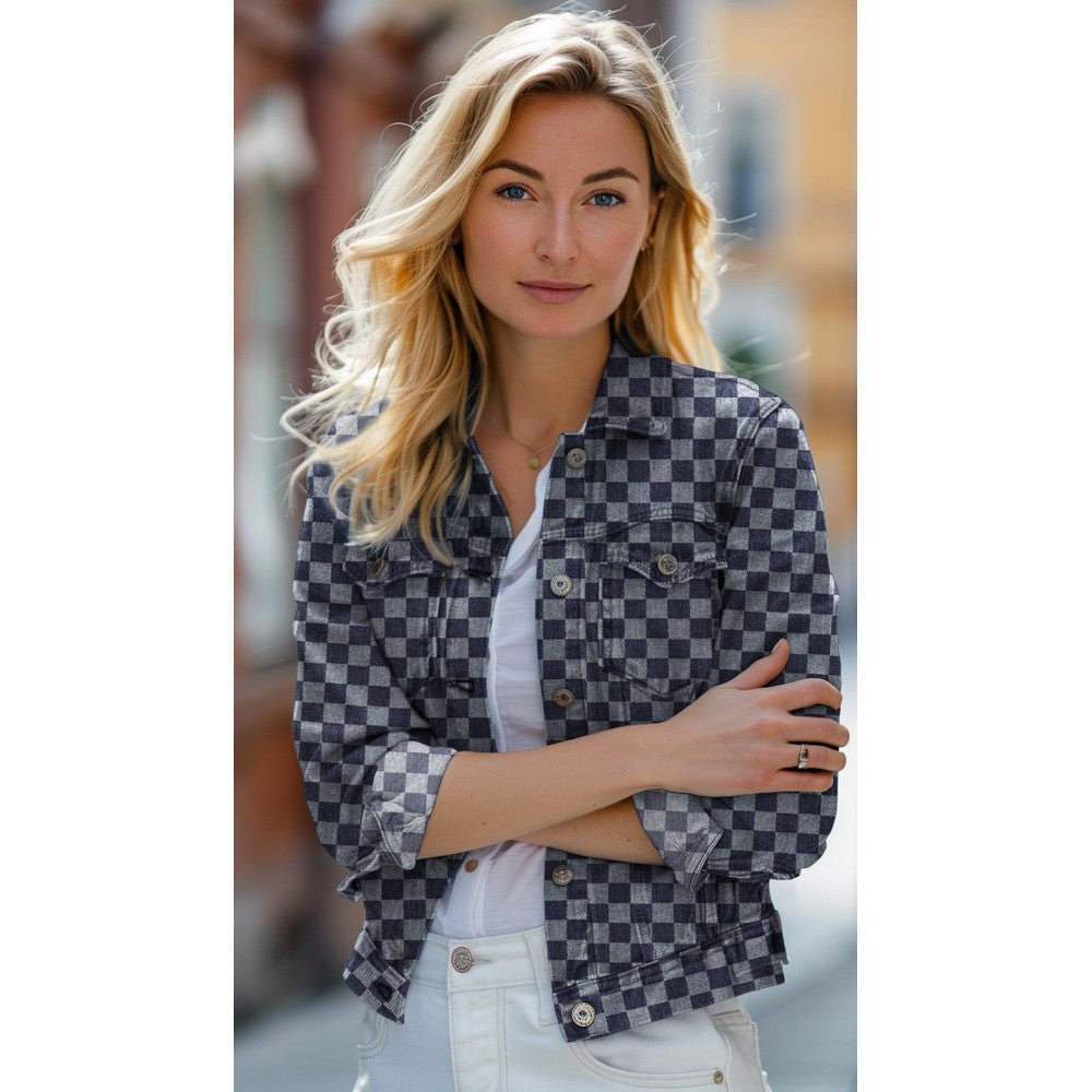 Džinsu audums - rūtis 330 g/m²