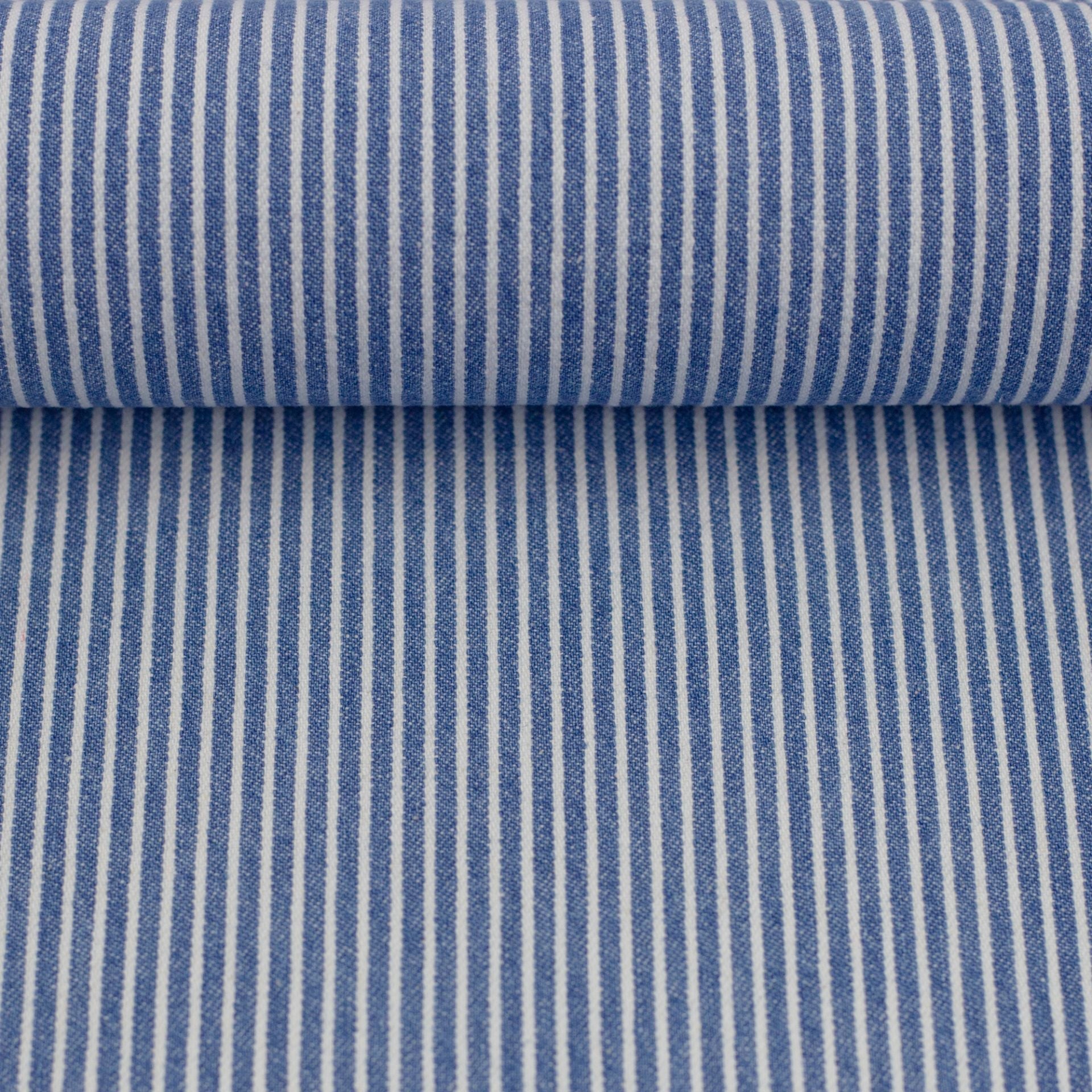 Džinsu audums - zils ar smalku svītriņu 230 g/m²