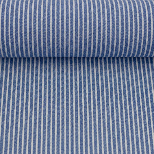 Džinsu audums - zils ar smalku svītriņu 230 g/m²