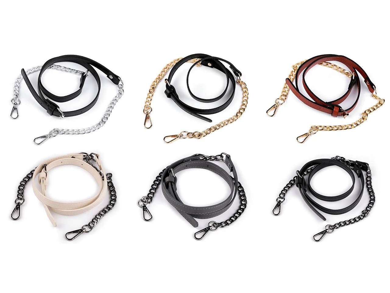 Eko ādas siksna ar ķēdi un karabīnēm somām,garums 115 - 130 cm | dažādu krāsu (Copy)