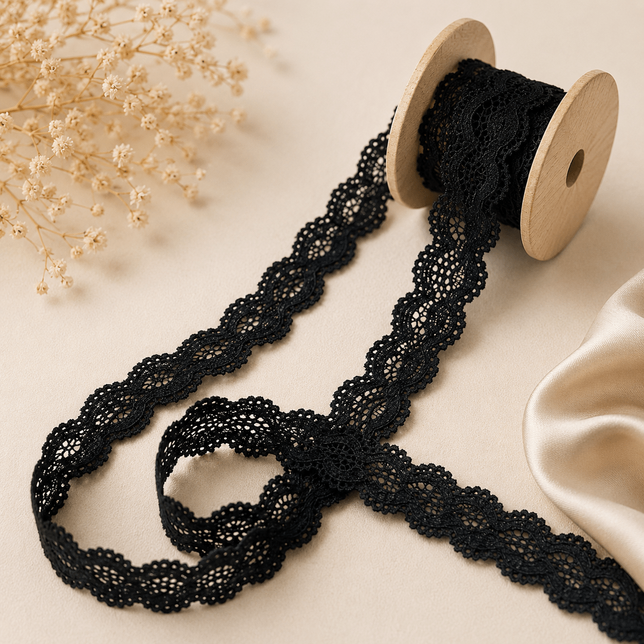 Image de dentelle élastique 2 cm - noire – disponible chez Šarlotes audumi