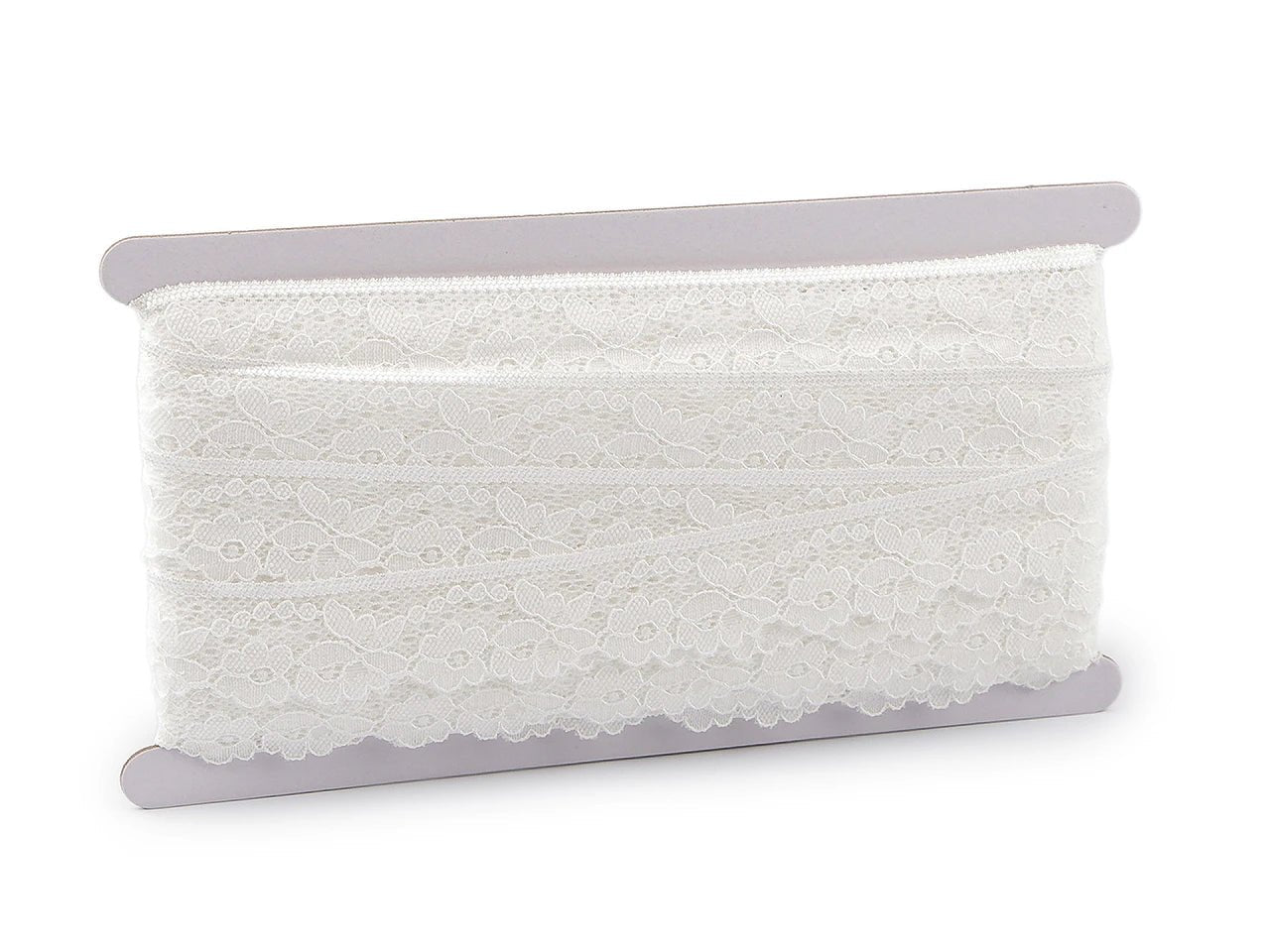 Attēls ar Elastīgā mežģīne 2,8 cm - silti balta – pieejams Šarlotes audumi