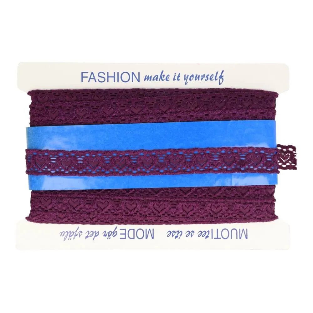 Attēls ar Elastīgā poliamīda mežģīne - 2.5 cm purpura – pieejams Šarlotes audumi