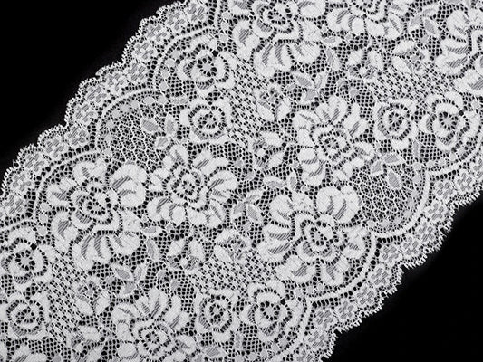 Elastīgā poliestera mežģīne - 18 cm balta