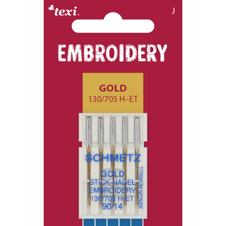 Siuvinėjimo siuvimo mašinų adatos SCHMETZ EMBROIDERY GOLD NEEDLES-Nr.90 (5 vnt.)