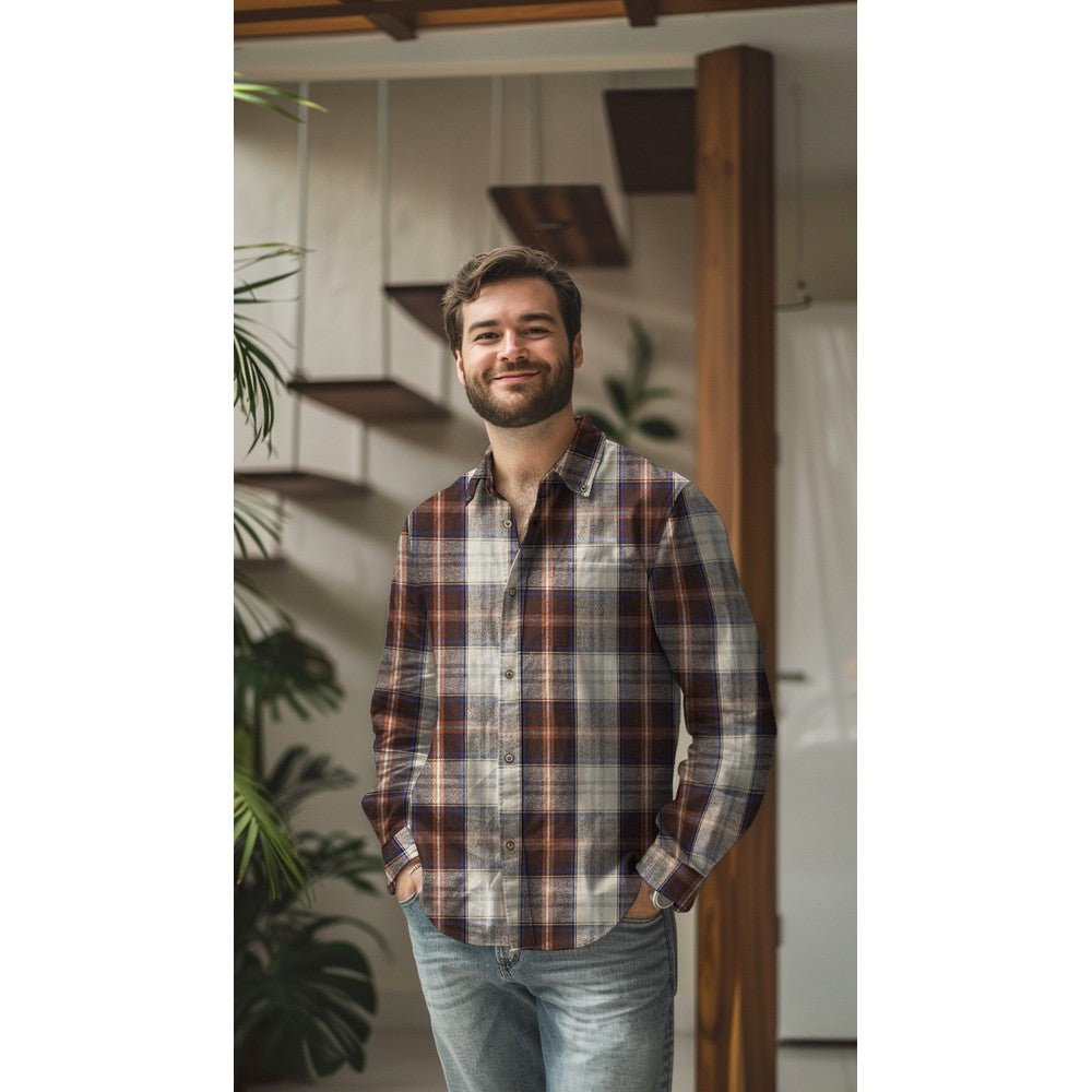 Flanelis - brūns ar zilu 150 g/m²