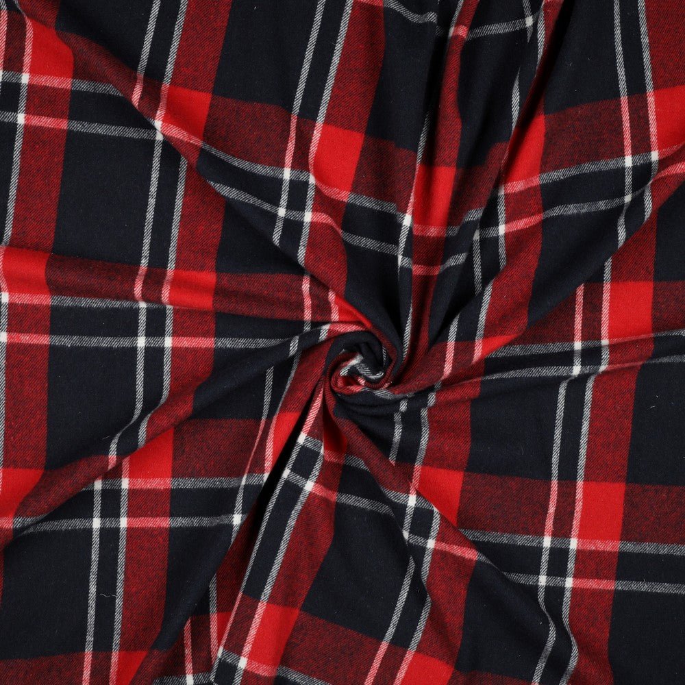 Flanelis - sarkans ar melnu 260 g/m²