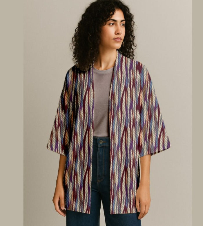 100 % Viskosestoff – abstraktes Muster in Lila-Tönen 125 g/m²