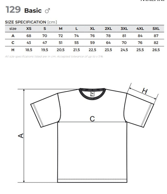 T-krekls Malfini 100% kokvilna 160 g/m²-melns